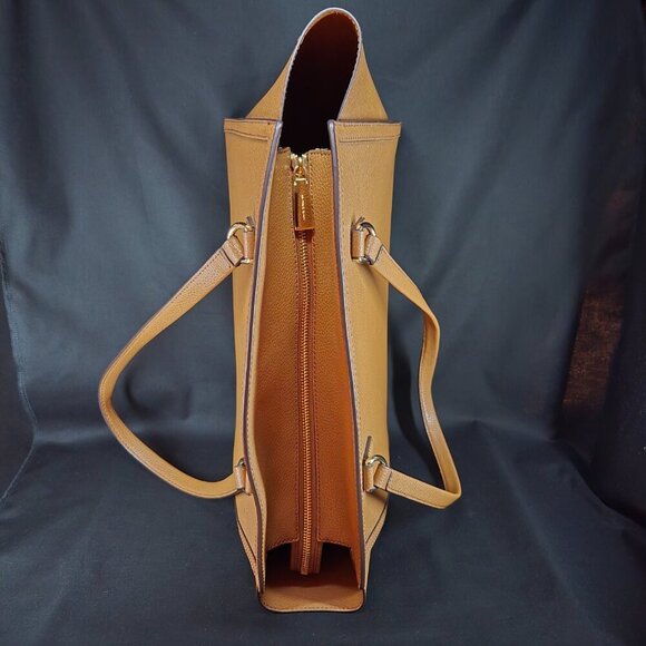 Michael Kors Chantal Tote Camel Pebbled Leather Gold Hardware Classic Luxury Bag - Picture 9 of 12